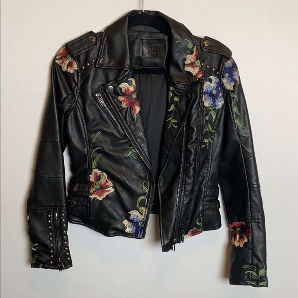 Blank NYC Floral Vegan Leather Jacket
